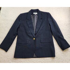 Coconut Row Blazer Jacket Navy Blue 6 Petite Dressy Office Old Money USA